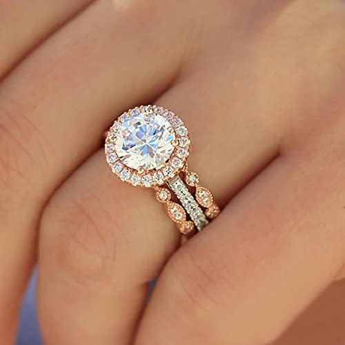 2023 Új Gyémánt Temperamentum Rose Gold 3 In1 Gyűrű Meghatározott Körben Diaomond Ékszert Egyszerű Gyűrűk,