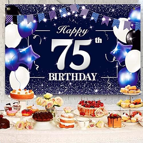 P. G Collin Boldog 75 Születésnapja Banner Hátteret Jel Háttér 75 Születésnapi Party Dekorációk, Kellékek