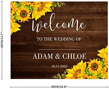 Fa Esküvői Üdvözlő Táblát, Napraforgó Virág Menyasszony & Vőlegény Rusztikus Esküvői Dekoráció Jel Személyre