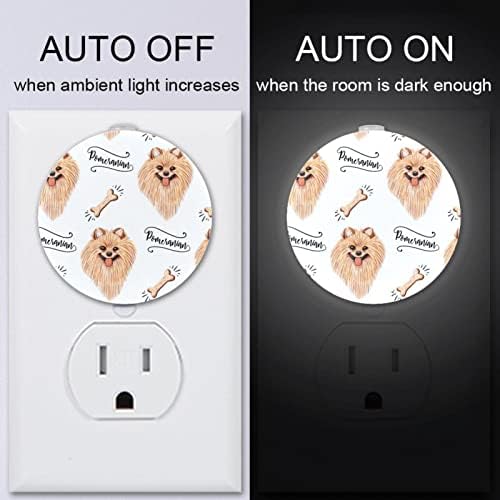 2 Csomag Plug-in Éjjeli LED-es Éjszakai Fény Ingyenes Pomerániai Minta az Alkonyat-hogy-Hajnal Érzékelő