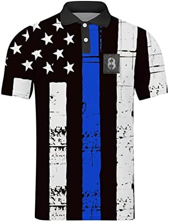 UBST Hazafias Polo shirt Mens, a Függetlenség Napja Amerikai Zászló Nyomtatás Katona Rövid Ujjú Felsők