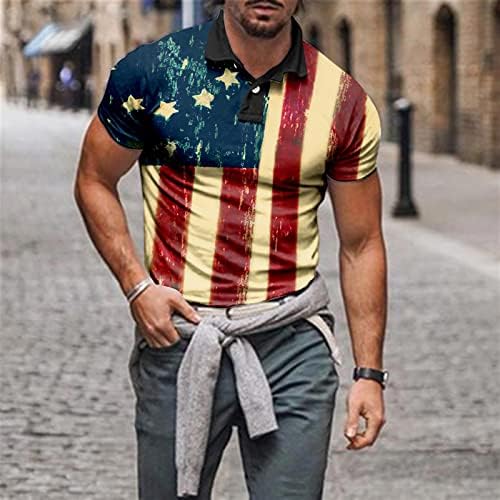 UBST Hazafias Polo shirt Mens, július 4-én az Amerikai Zászló Nyomtatás Nyári Katona Rövid Ujjú Alkalmi
