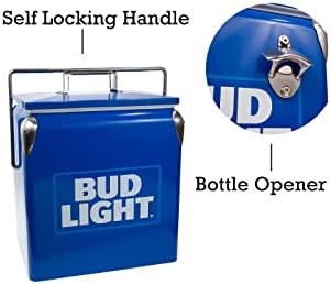 Bud Light Király Sört Retro hűtőtáska Hűtő a Sörnyitó 13L (14 qt), 22 Kapacitás, Sárga, Ezüst, Vintage