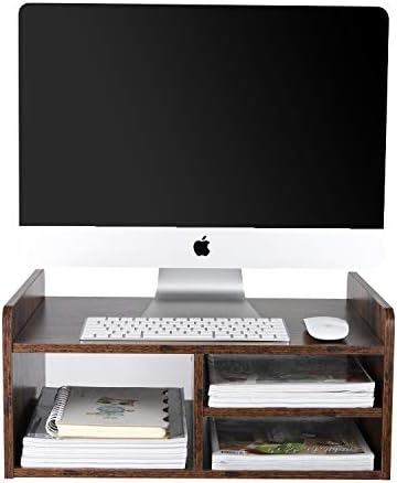 PAG Monitor Nyomtató Állvány, Számítógép Kelő Tárolási Fa Asztal Szervező Otthoni/Irodai, 2-Rétegű, Antik