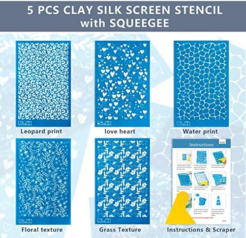 Caydo Selyem Képernyő Stencil Polimer Agyag, 5 DB Újrahasználható Silkscreen Nyomtatás a Kés, a Munka