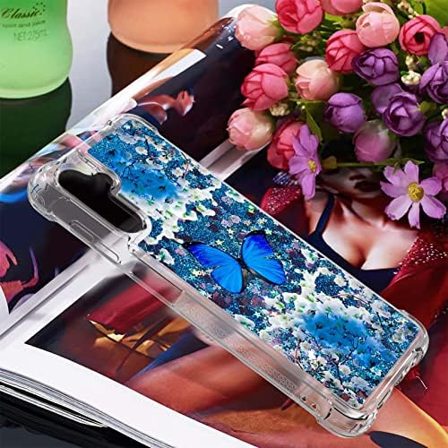 CAIYUNL Samsung Galaxy A14-es 5G az Esetben Üveg kijelző Védő fólia, Csillogó Bling Úszó Folyékony Nők,