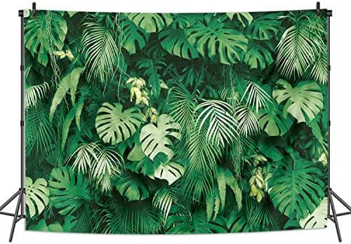 BINQOO 8x6ft Zöld Trópusi pálmalevelekből Kép Fotózás Hátteret Fű Fal Nyári Aloha Vad Témájú Szülinapi