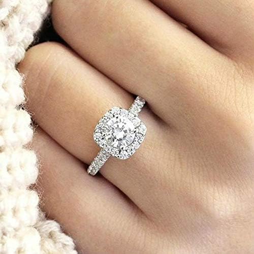 Bicheng 925 Ezüst CZ Gyűrű Solitaire Kristály Női Gyűrű Cirkónia eljegyzési Gyűrűk Évforduló Esküvői Zenekarok